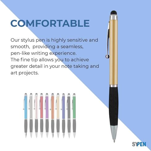 Stylus Pens -2 in1 Capactive Touch Screen with Ballpoint Writing Pen Sensitive Stylus Tip For Your iPad iPhone Samsung Galaxy & All Smart Devices -Metallic Barrel - Assorted Colors Comfy Grips,12 Pack in Saudi Arabia