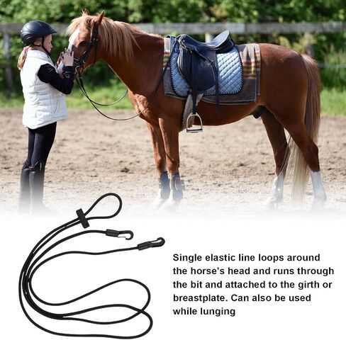 3m Riding Elastic Neck Stretcher Headcollar, Adjustable Elastic Neck Stretcher, Horse Rein Elastic Neck Stretcher, Horse Reins Training Rope Comfortable Training Aid for Horses(Black) in Saudi Arabia