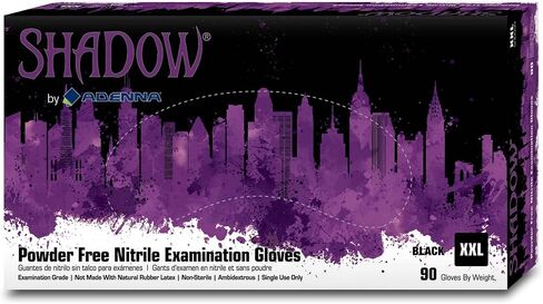 Adenna Shadow 6 mil Nitrile Powder Free Exam Gloves (Black, X-Large)- Pack of 10, Count 900 in Saudi Arabia