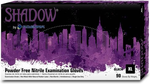 Adenna Shadow 6 mil Nitrile Powder Free Exam Gloves (Black, X-Large)- Pack of 10, Count 900 in Saudi Arabia