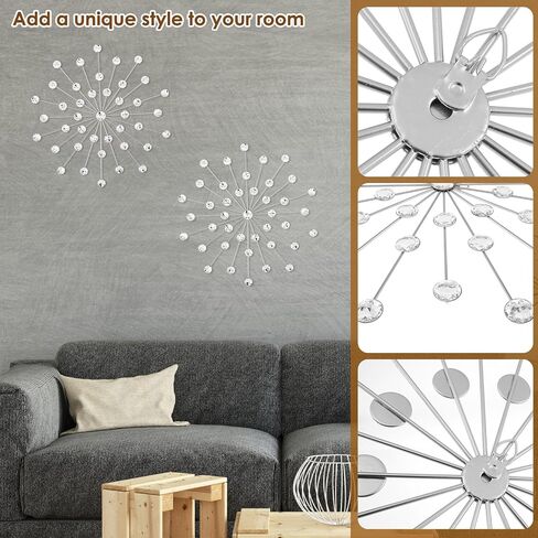 DNAMYJME 3Pack Rhinestone Starburst Wall Decor Dia 17in Bling Diamond Decorative Sunburst Metal Iron Art Wall Hanging Sculptures for Living Room Bedroom Dining Room(Golden) in Saudi Arabia