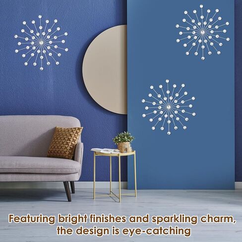 DNAMYJME 3Pack Rhinestone Starburst Wall Decor Dia 17in Bling Diamond Decorative Sunburst Metal Iron Art Wall Hanging Sculptures for Living Room Bedroom Dining Room(Golden) in Saudi Arabia