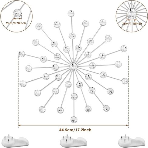 DNAMYJME 3Pack Rhinestone Starburst Wall Decor Dia 17in Bling Diamond Decorative Sunburst Metal Iron Art Wall Hanging Sculptures for Living Room Bedroom Dining Room(Golden) in Saudi Arabia