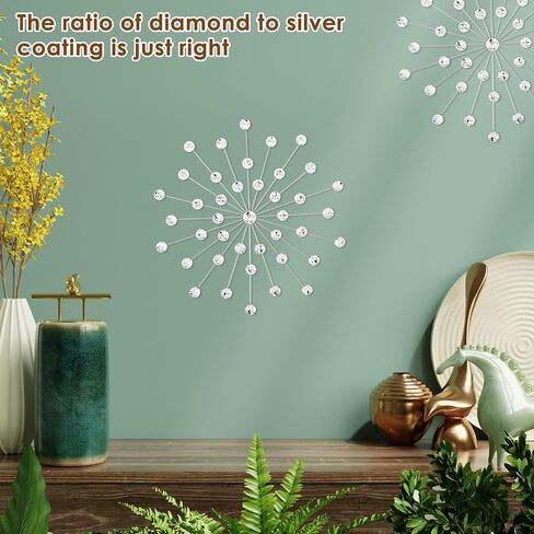 DNAMYJME 3Pack Rhinestone Starburst Wall Decor Dia 17in Bling Diamond Decorative Sunburst Metal Iron Art Wall Hanging Sculptures for Living Room Bedroom Dining Room(Golden) in Saudi Arabia