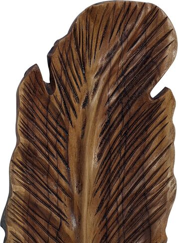 Deco 79 Teak Wood Bird Handmade Home Wall Decor Carved Feather Wall Sculpture, Set of 3 Wall Art 7"W, 27"H, Brown in Saudi Arabia