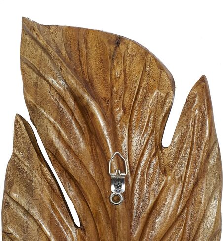 Deco 79 Teak Wood Bird Handmade Home Wall Decor Carved Feather Wall Sculpture, Set of 3 Wall Art 7"W, 27"H, Brown in Saudi Arabia