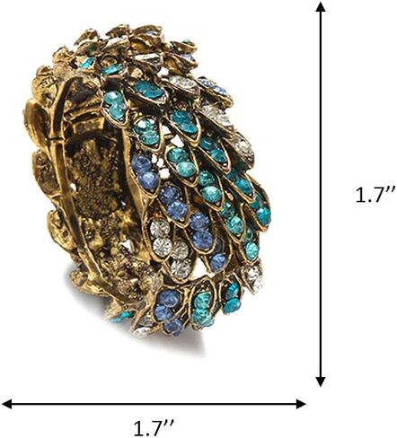 Set of 6 Blue Rhinestone Round Napkin Rings Metal Napkin Buckle for Thanksgiving, Christmas, Wedding,Parties, Dinners, Holidays Decor (Gold) in Saudi Arabia