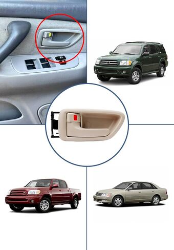 Interior Door Handles Set W/ Bezel (4Pcs), Compatible with 2000-2007 Toyota Avalon Sequoia Tundra（Crew Cabs), Beige, Front & Rear Inside Left Driver & Right Passenger | 69206-0C030-E1,69205-0C030-E1 in Saudi Arabia