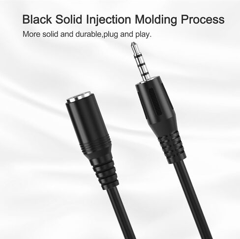 كابل تمديد سماعة الرأس 3.5 مم، كابل صوت ستيريو هاي فاي 4 أقطاب، مقبس 3.5 مم ذكر إلى أنثى سلك تمديد صوت AUX، محول موسع مساعد متوافق مع iPad، سماعة الأذن، السيارة، مكبر الصوت مع ميكروفون in Kuwait