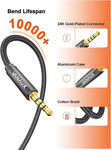 3.5mm Extension Cable 4 Pole TRRS 3.5mm Extension Cable [Supports Microphone Function] Aux Cords Compatible with Laptop, MP3 Player, Personal Computer, Tablet, Smartphone, Speaker(5FT/1.5M) in Saudi Arabia