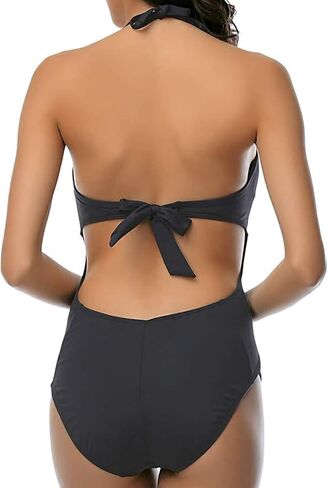 Women's Halter One Piece Swimsuits Sexy Cut Out Bathing Suit in Kuwait