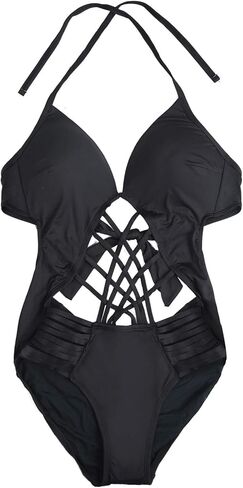 Women's Halter One Piece Swimsuits Sexy Cut Out Bathing Suit in Kuwait