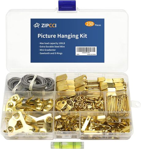 مجموعة تعليق الصور، 230 قطعة من شماعات الصور شديدة التحمل مع مسامير للتثبيت على الحائط، تتضمن سلك تعليق الصور، وسن المنشار، وخطافات التعليق، وحلقات على شكل حرف D، والمزيد من أجهزة تعليق الصور in Kuwait