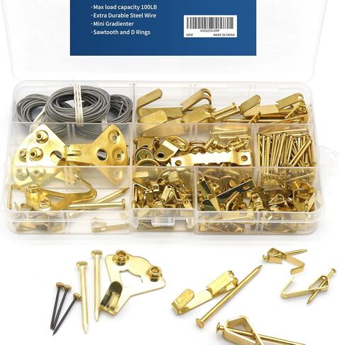 مجموعة تعليق الصور، 230 قطعة من شماعات الصور شديدة التحمل مع مسامير للتثبيت على الحائط، تتضمن سلك تعليق الصور، وسن المنشار، وخطافات التعليق، وحلقات على شكل حرف D، والمزيد من أجهزة تعليق الصور in Kuwait