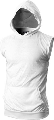 GIVON Mens Slim Fit Thin Super Lightweight Sleeveless Hoodie With Kanga Pocket in Saudi Arabia