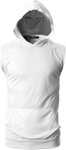 GIVON Mens Slim Fit Thin Super Lightweight Sleeveless Hoodie With Kanga Pocket in Saudi Arabia