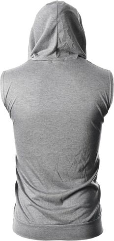 GIVON Mens Slim Fit Thin Super Lightweight Sleeveless Hoodie With Kanga Pocket in Kuwait