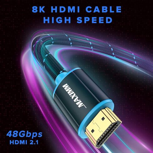 كابل HDMI 8K HDMI 2.1، 2 قدم، معتمد بسرعة 48 جيجابت في الثانية، 8K60 هرتز 18 جيجابت في الثانية 4K120 هرتز، كابل HDMI للألعاب عالي السرعة، كابل 8K/4K، حزمة واحدة، مدرج في قائمة UL in Saudi Arabia
