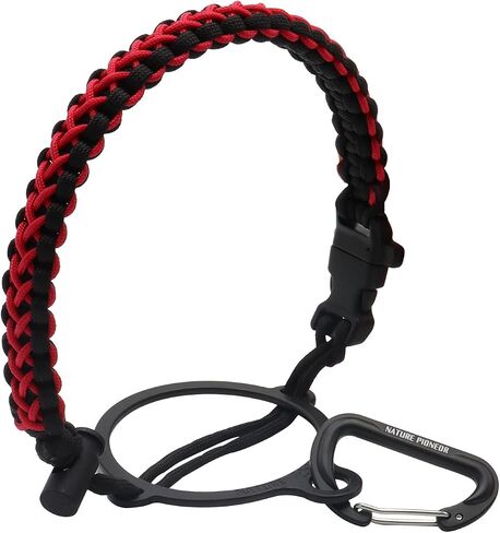 NATURE PIONEOR Paracord Handle for Wide Mouth - Safety Ring, and Carabiner - Fits 14oz to 64oz Stainless Steel Water Bottles(Red Black)… in Saudi Arabia