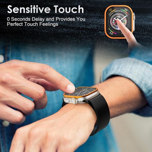for Apple Watch Ultra Screen Protector, 2 Pack Hard Cover Designed for Apple Watch 49mm Series 9 8 7, with Titanium Alloy Stainless-Steel Frame + Tempered Glass Screen Protector in Saudi Arabia