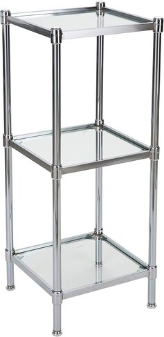 Organize It All 3 Tier Tempered Glass Freestanding Bathroom Storage Tower 13.25 x 13.25 x 31 inches in Saudi Arabia