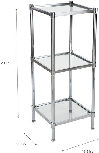 Organize It All 3 Tier Tempered Glass Freestanding Bathroom Storage Tower 13.25 x 13.25 x 31 inches in Saudi Arabia
