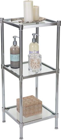 Organize It All 3 Tier Tempered Glass Freestanding Bathroom Storage Tower 13.25 x 13.25 x 31 inches in Saudi Arabia