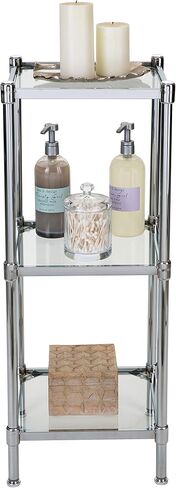 Organize It All 3 Tier Tempered Glass Freestanding Bathroom Storage Tower 13.25 x 13.25 x 31 inches in Saudi Arabia