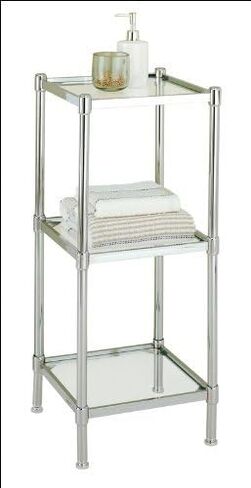 Organize It All 3 Tier Tempered Glass Freestanding Bathroom Storage Tower 13.25 x 13.25 x 31 inches in Saudi Arabia