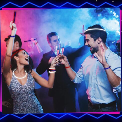 Honoson 150 Pcs Red White Blue 4th of July Glow Stick Bulk, 8 Inch Glow Sticks Bracelets and Necklaces with Connectors Glow in the Dark Sticks Light up Party Favor Patriotic Party Decoration in Saudi Arabia