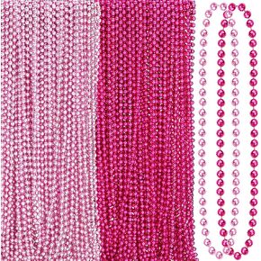 Bucherry 200 Pcs Valentine's Day Bead Necklaces Red Pink Bead Necklaces 33 Inch 7 mm Hot Pink Valentines Day Metallic Round Beaded Necklace for Women Party Valentine's Pink Party Decorations in Kuwait