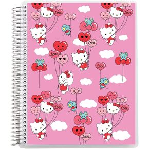 Erin Condren 7" X 9" Spiral Bound Dot Grid Journal Notebook - Hello Kitty Balloons, 5Mm Dot Grid, 160 Page Writing, Drawing & Art Notebook, 80Lb Thick Mohawk Paper, Stickers Included