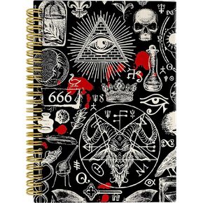 Knibeo Gothic Tarot Journal Notebook - Celestial Journal, Witch Journal, Gothic Notebook, 5.5×8.3 Inch Witchy Skull Spiral Bound Notebook, Witch Gifts