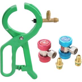 Mtsoonig R134A Quick Coupler Adapter, R134A R22 R12 Can Tap, AC R134A Adjustable High Low Quick Coupler with R22 R12 R502 to R134A 1/4'' SAE Flare Conversion Adapter for Car Refrigerant Manifold Recha