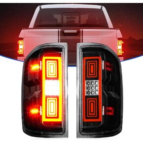 LED Tail Lights Assembly + 3rd Brake Light Kit Fit for Chevy Silverado 1500 2500HD 3500HD 2014-2018, for GMC Sierra 3500HD with Dual Wheel 2015-2018 (Fit Halogen Type, Not Fit Factory LED) Clear Lens