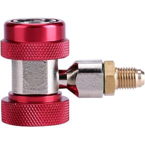 Quick Coupler,R134 A/C Low/High Quick Connector 1/4" Air Conditioning Coupler Adapter + Extractor Valve Core for Car Add Fluorine(High Pressure)