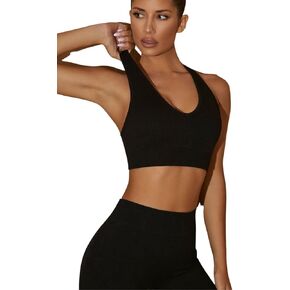 ملابس علوية نسائية بدون أكمام للتمرين في صالة الألعاب الرياضية مضلعة مكونة من قطعتين طقم يوجا بسحاب ملابس رياضية سلسة ملابس رياضية in Kuwait