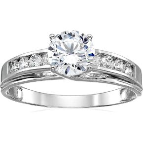 Solid 14k White Gold Solitaire Round CZ Cubic Zirconia Engagement Ring 1.5ct