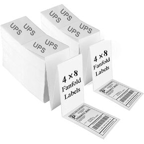 Thermal Direct Labels, 250 Fan-Fold 4x8 Shipping Label with Perforation, 4"x8" Label, Compatible with Zebra & Most Printer, Strong Adhesive, Clear Print, UPS Certified