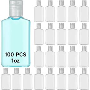 100 Pieces 1 oz Plastic Bottles Clear Travel Bottles with Flip Cap Portable Empty Hand Sanitizer Bottles, Refillable Containers for Travel Business Trip for Shower Gel, Face Creams, Body Lotions