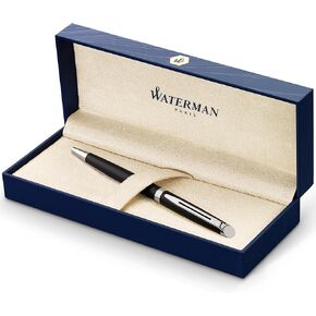 Waterman Hémisphère Ballpoint Pen Matt Black with Palladium Trim Medium Tip Blue Ink Gift Box - Gift Packaging May Vary