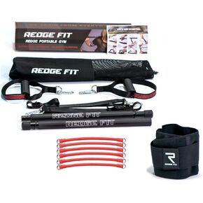 Redge Fit™ Complete Portable Full Body Home Gym Park Workout Set | 6 Tension Bars + Black Waist Belt
