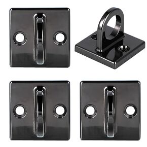 Wall Screw Mount Crowd Control Stanchions Safety barriers Hanging Circle Hook for Twisted Barrier Velvet VIP Rope (1.5x1.5(Square OD) x0.78(Ring ID) in, Gold, 4)