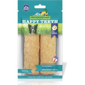 Happy Teeth Cheese & Charcoal Dental Dog Chews | Cheese Flavor with Activated Charcoal | Dental Chew | Protein Rich | Gluten Free - Lactose Free - Wheat Free - Soy Free| 2 Chews per Resealable Pouch