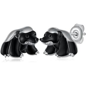 Honey Badger Earrings 925 Sterling Silver Honey Badger Stud Earrings Cute Animal Jewelry Gifts for Women Girls