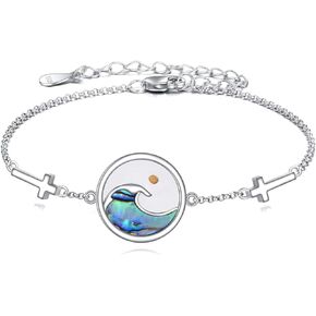 AOBOCO Mustard Seed Bracelet S925 Sterling Silver Mountain Cross Bracelet Christian Faith Jewelry Mothers Day Birthday Gifts for Mom