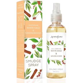 White Sage & Sandalwood Smudge Spray by Aromafume | 100ml/3.3 oz | Sage Spray for Cleansing Negative Energy & Protection | Non-Toxic | Room Spray for Spiritual Cleansing, Smokeless Sage Smudging