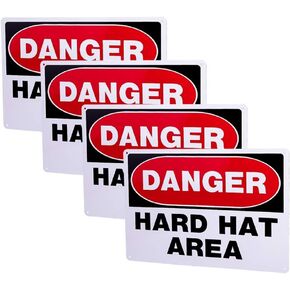 Danger Hard Hat Area Sign,Danger Do Not Enter Sign,14x10 inch Rust Free Aluminum, UV Printed, Easy to Mount Weather Resistant Long Lasting Ink (4-Pack)
