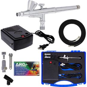 Master Airbrush Airbrushing System Kit with a G34 Multi-Purpose Gravity Feed Dual-Action Airbrush with 1/16oz. Cup and 0.3mm Tip, Mini Air Compressor, Hose, Storage Case, How-To-Airbrush ARC Link Card