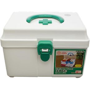 First Aid Box Plastic Storage Family Medicine Box Organizer with Locking Lid 6.9x4.9x4.7inch (17.5x12.5x12cm) Green TPZB06669